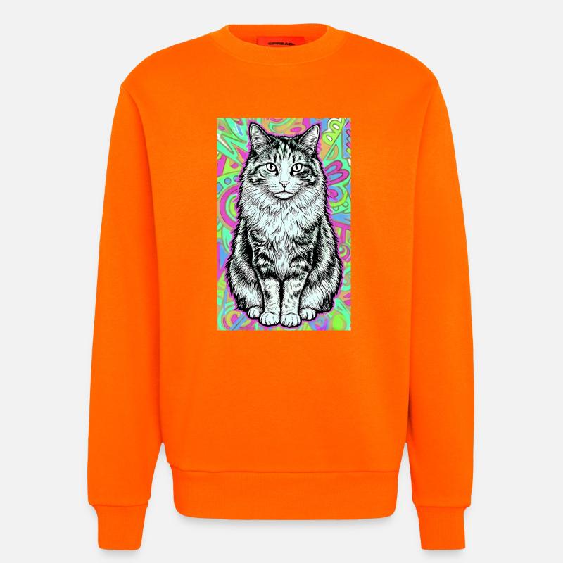 cat - Sweatshirt - made by SPREAD  - SUNSET ORANGE