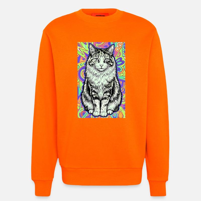 cat - Sweatshirt - made by SPREAD  - SUNSET ORANGE