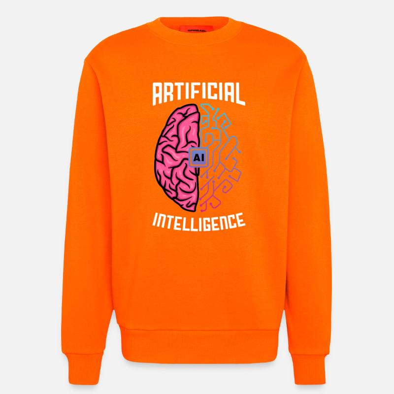 Artificial Intelligence Brain Tech Design - Sweatshirt - made by SPREAD  - SUNSET ORANGE