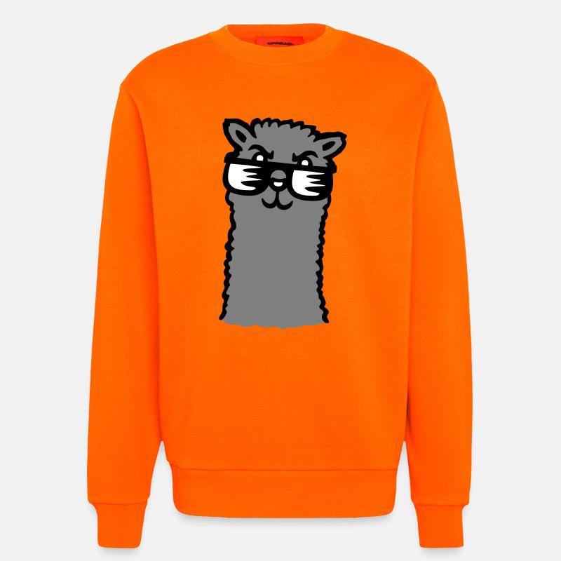 Lama Cool Sunglasses Alpaca Smug Guy - Sweatshirt - made by SPREAD  - SUNSET ORANGE