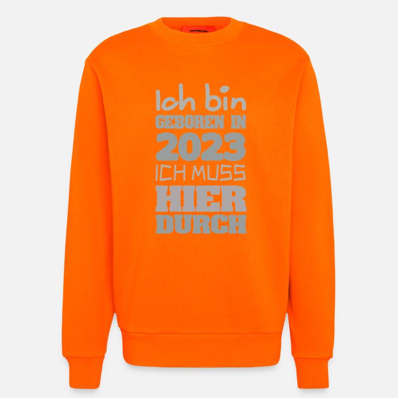 Born in 2023 Get started - Sweatshirt - made by SPREAD - SUNSET ORANGE