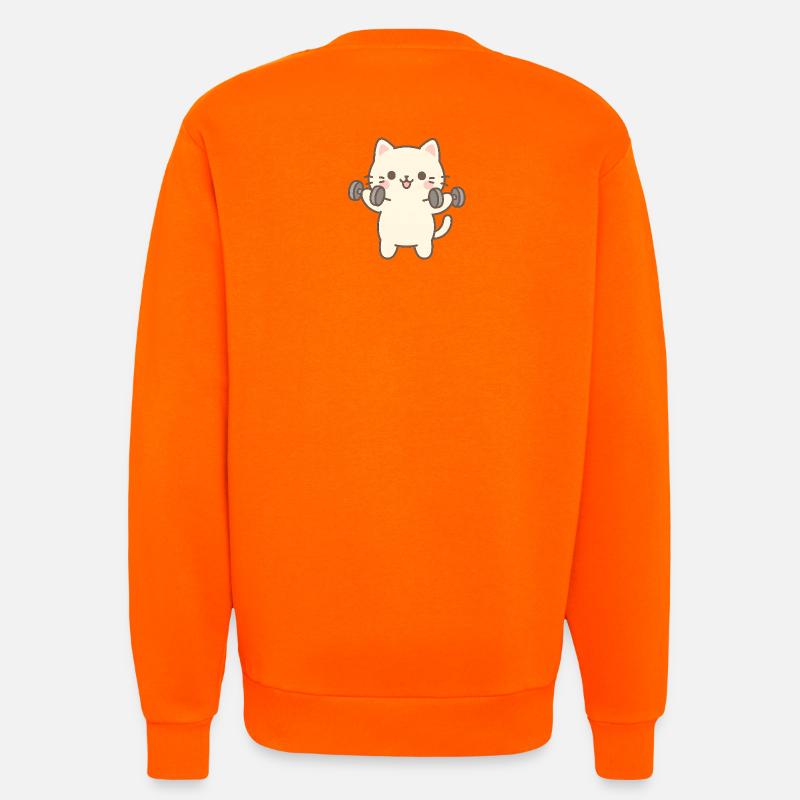 Kitten doing strength training - Sweatshirt - made by SPREAD  - SUNSET ORANGE
