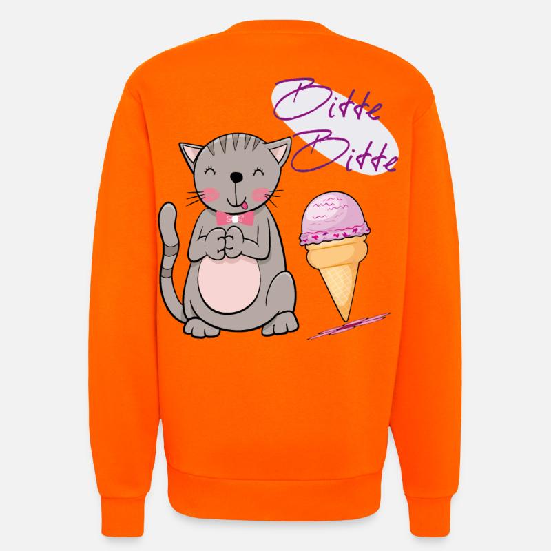 Cat with ice cream cone - Sweatshirt - made by SPREAD  - SUNSET ORANGE