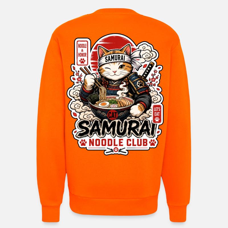 Samurai Cat Noodle Club - Sweatshirt - made by SPREAD - SUNSET ORANGE