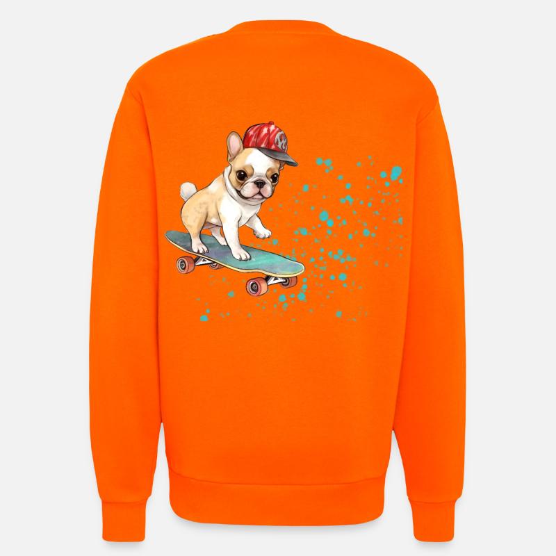 Skateboard Bulldog mit Cap - Sweatshirt - made by SPREAD  - SUNSET ORANGE