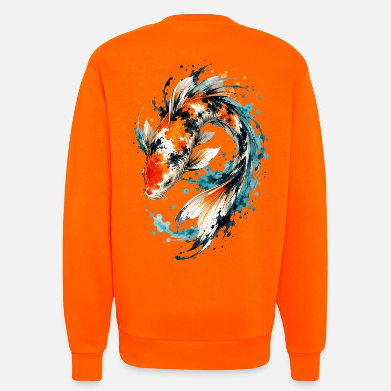 Éclaboussure de carpes koi aquarelle - Sweat bio décontracté fabriqué en UE - SUNSET ORANGE