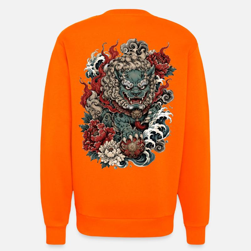Foo Dog Blossom Guardian - Sweatshirt - made by SPREAD - SUNSET ORANGE