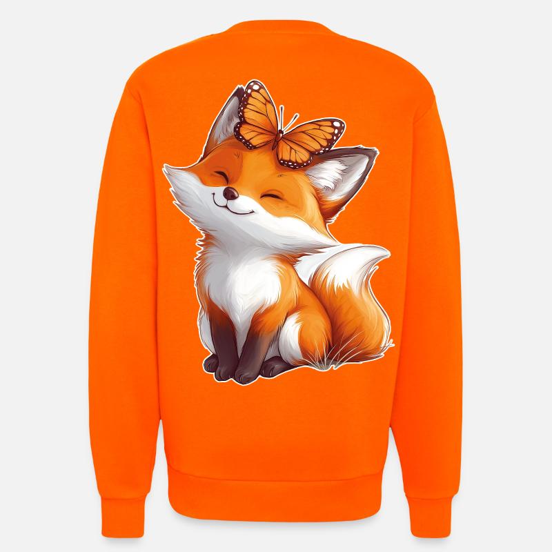 Fox with Butterfly - Sweatshirt - made by SPREAD  - SUNSET ORANGE