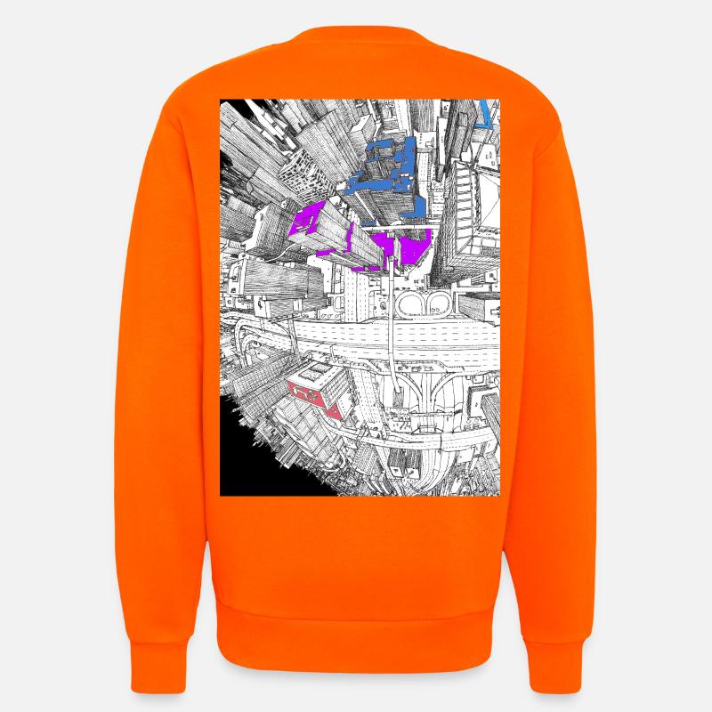 Gratte-ciel œil de poisson - Sweat bio décontracté fabriqué en UE - SUNSET ORANGE