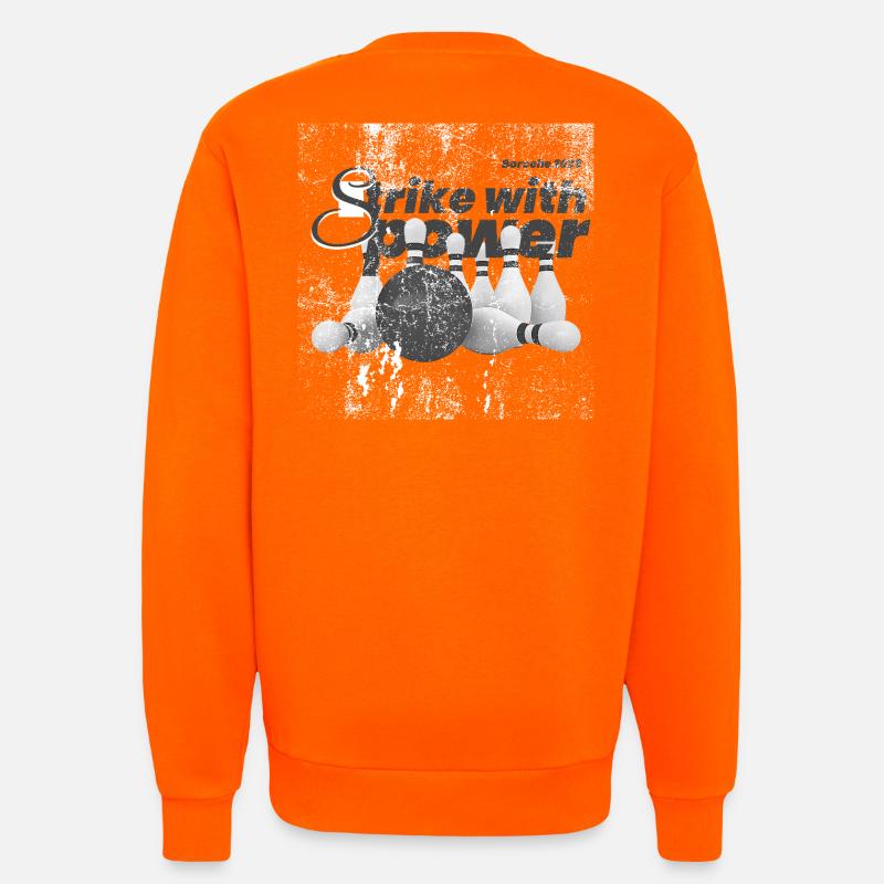 Power Strike, Bowling Grunge - Sweat bio décontracté fabriqué en UE - SUNSET ORANGE