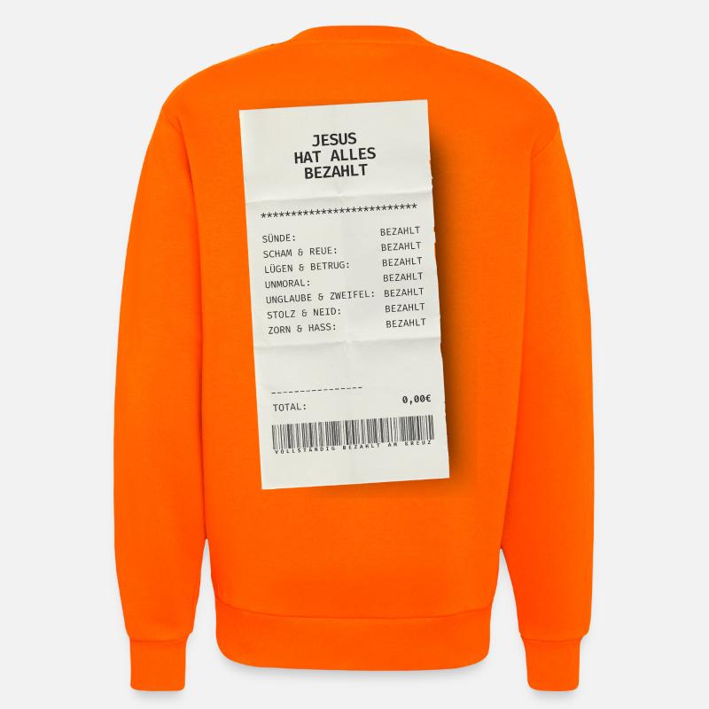 Jesus hat alles bezahlt  - Sweatshirt - made by SPREAD  - SUNSET ORANGE