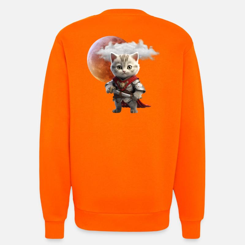 Knight Kitten Under Lunar Moon - Sweatshirt - made by SPREAD  - SUNSET ORANGE