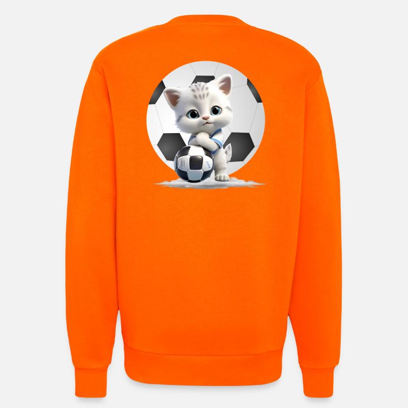 Kitten Mascot with Soccer Ball - Sweatshirt - made by SPREAD  - SUNSET ORANGE