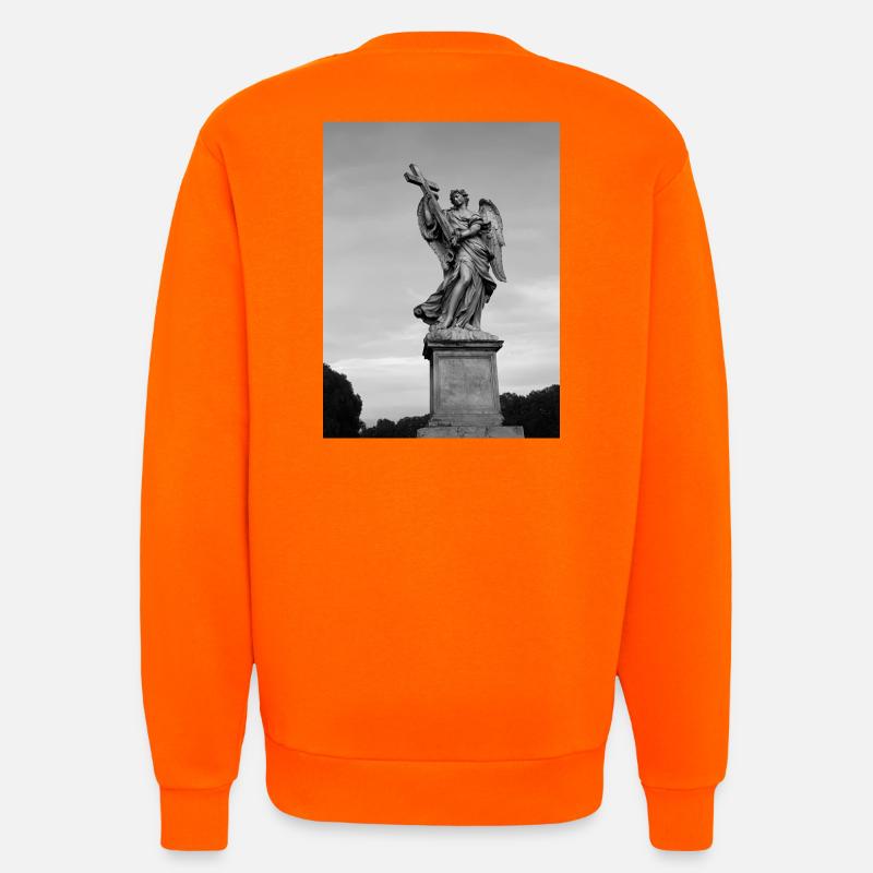Engelstatue mit Kreuz in Grau - Sweatshirt - made by SPREAD  - SUNSET ORANGE