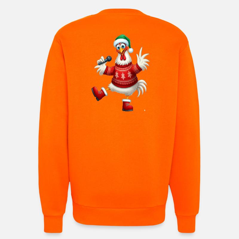 Holiday Singing Hen Sweater - Sweatshirt - made by SPREAD  - SUNSET ORANGE