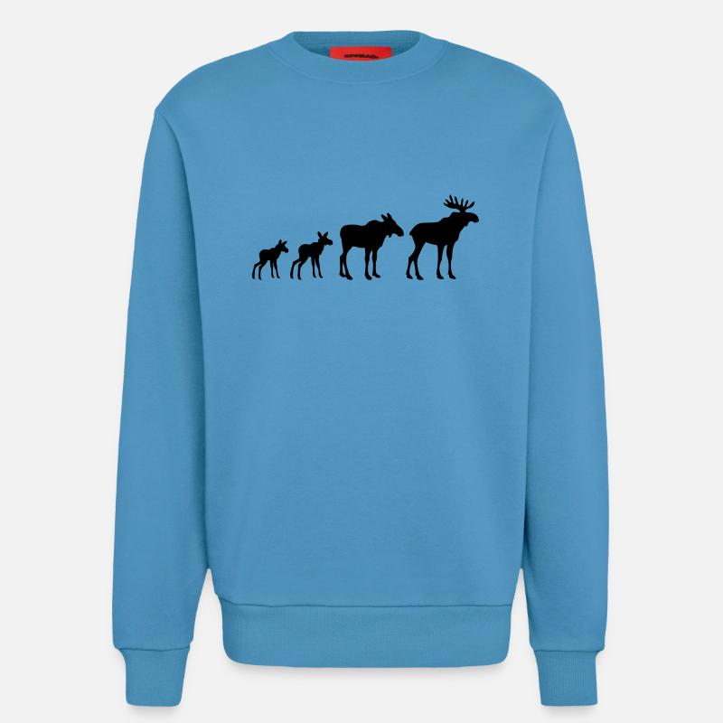 Évolution des wapitis - Sweat bio décontracté fabriqué en UE -  Sol Blue