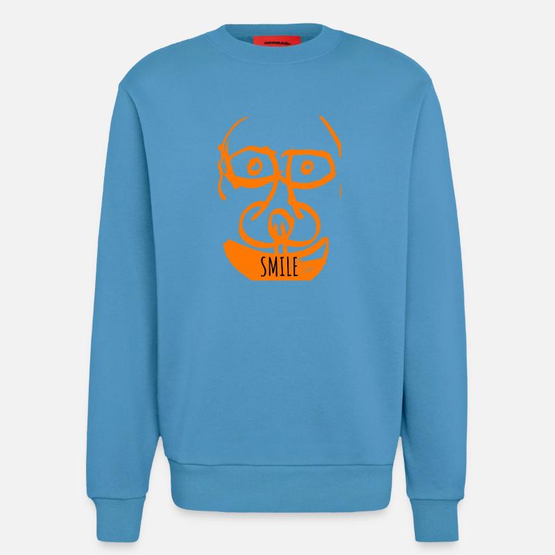 Orange Laughing Face Pattern - Sweatshirt - made by SPREAD - Sol Blue