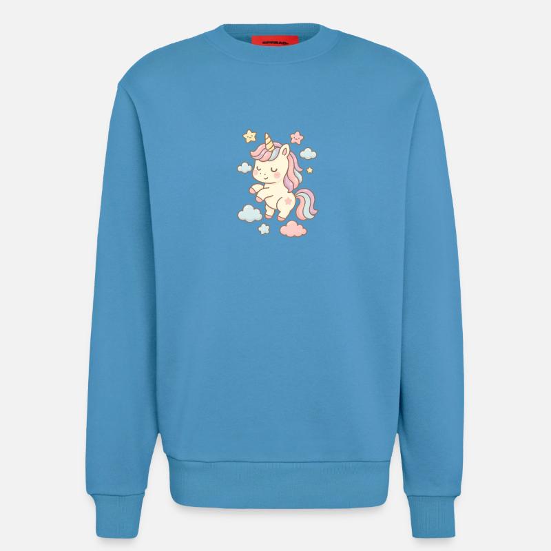 Schöne Einhorn-Illustration mit Pastellmuster - Sweatshirt - made by SPREAD - Sol Blue