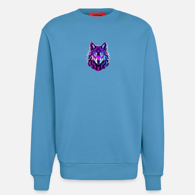 Wolf in Neonfarben - Sweatshirt - made by SPREAD - Sol Blue