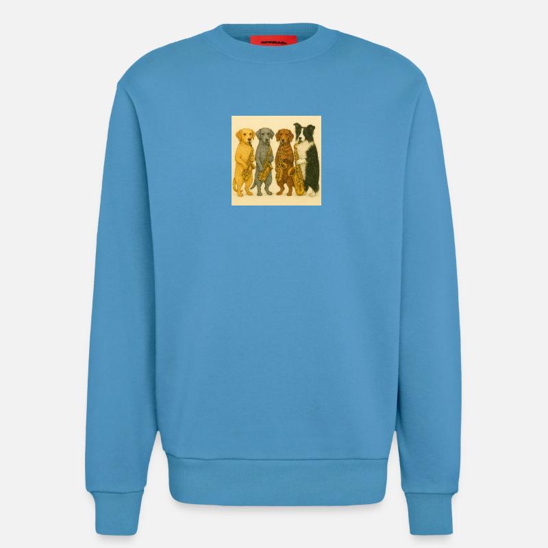 Hunde mit Saxofonen Illustration - Sweatshirt - made by SPREAD - Sol Blue