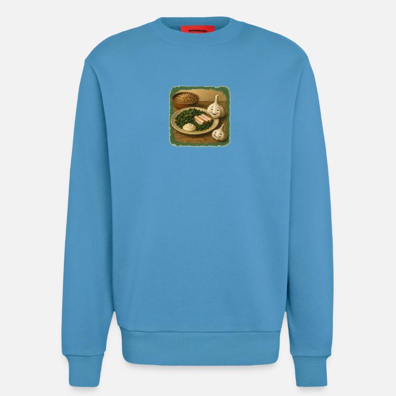 Lächelnder Knoblauch mit Grünkohl - Sweatshirt - made by SPREAD  -  Sol Blue