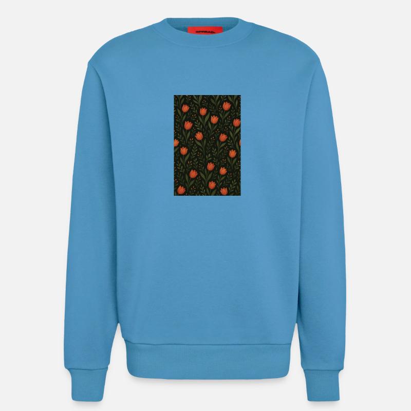 Motif Tulipe - Sweat bio décontracté fabriqué en UE -  Sol Blue