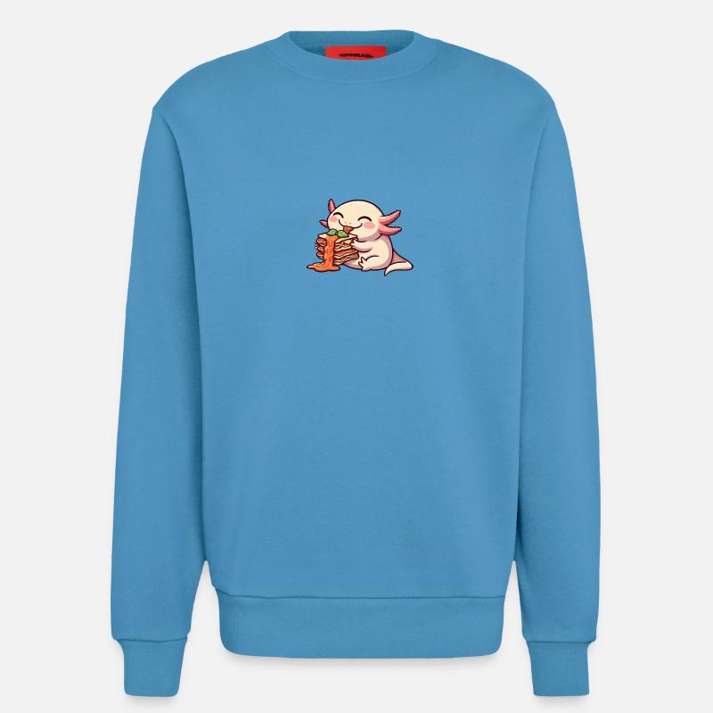 Axolotl Eats Lasagna Comic - Sweatshirt - made by SPREAD  -  Sol Blue