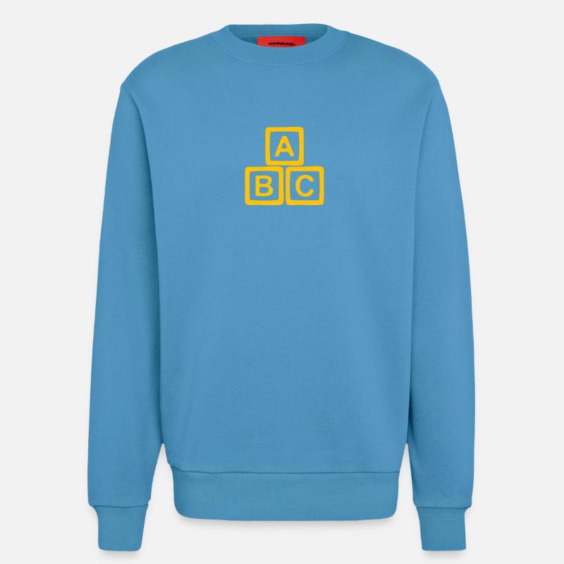 Conception de bloc ABC doré - Sweat bio décontracté fabriqué en UE - Sol Blue