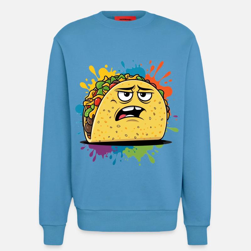 Graphique de taco élégant avec expression - Sweat bio décontracté fabriqué en UE -  Sol Blue