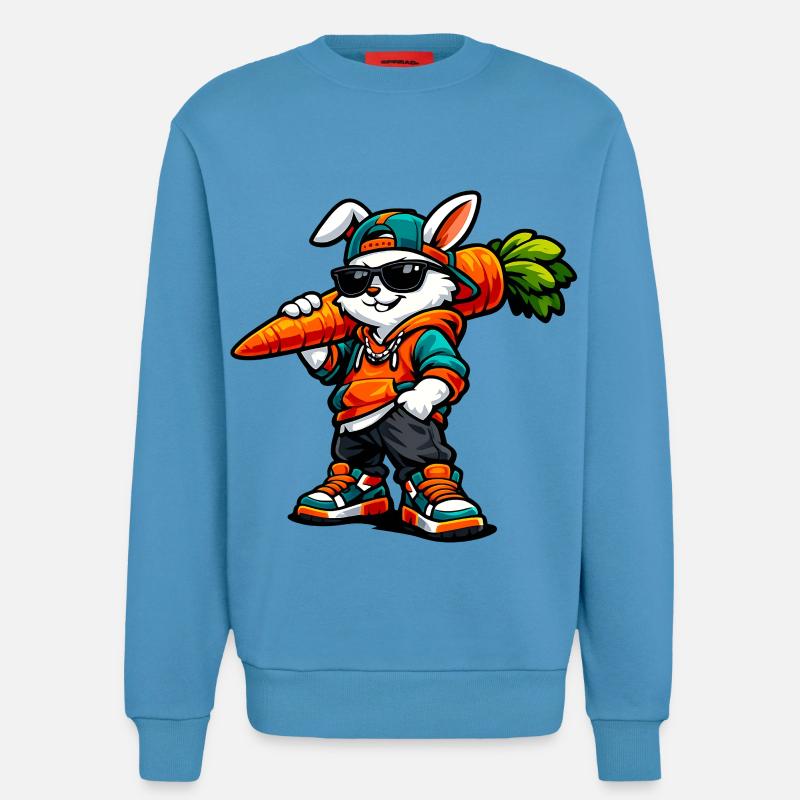 Funny Easter Bunny with Carrot Rabbit - Sweatshirt - made by SPREAD  -  Sol Blue