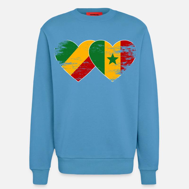 Drapeau Congo-Sénégal utilisé - Sweat bio décontracté fabriqué en UE - Sol Blue