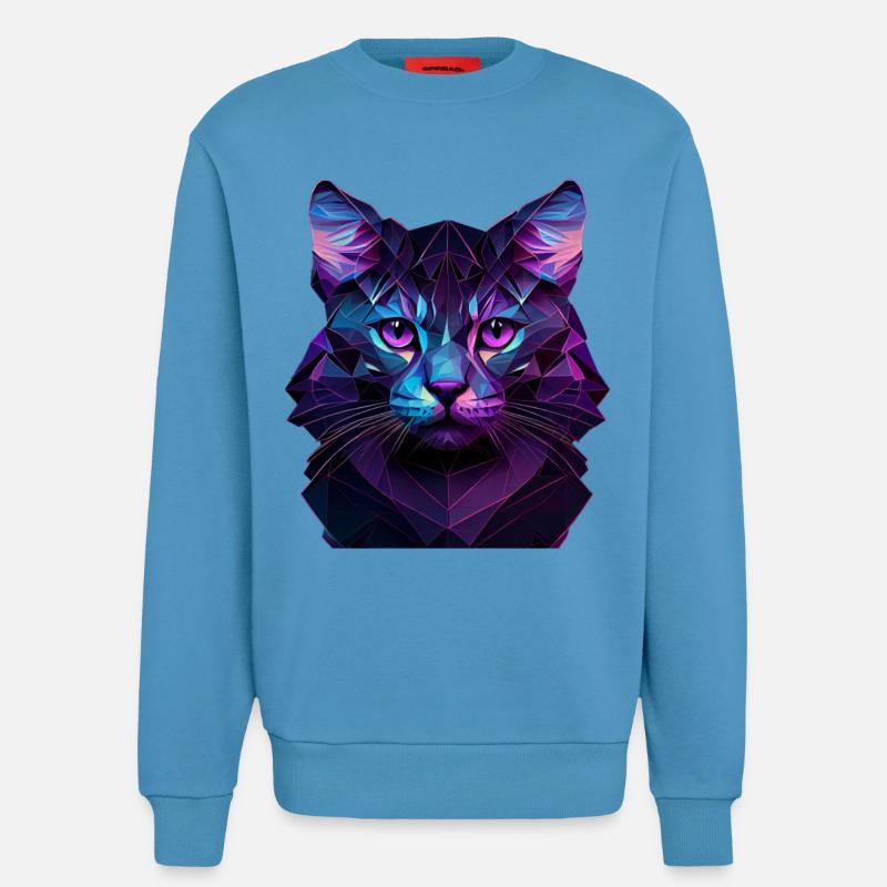 Chaton Chaton Chat Polygone Chat - Sweat bio décontracté fabriqué en UE - Sol Blue