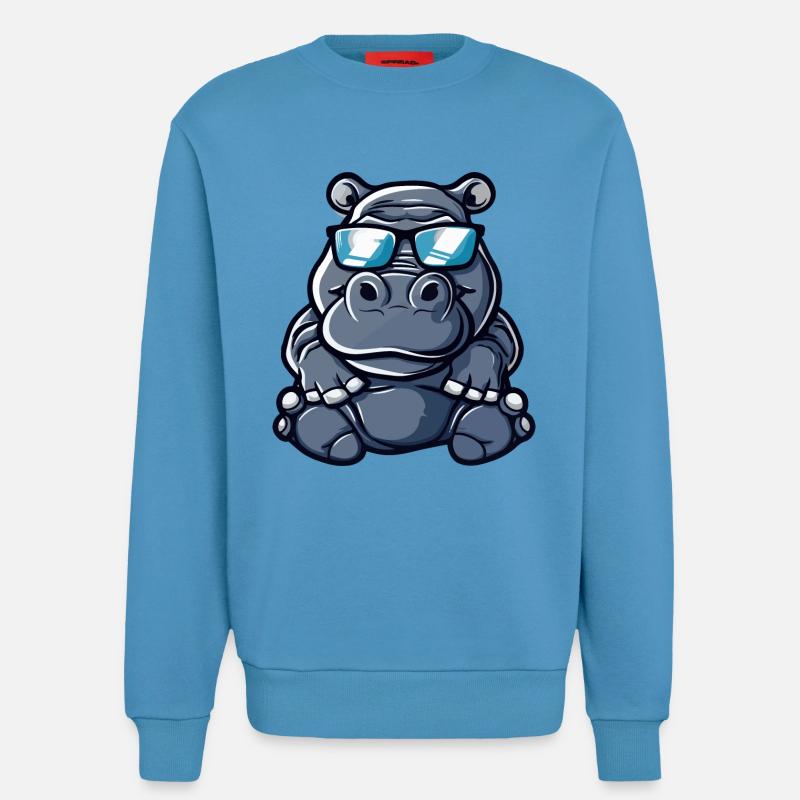 Nilpferd Cool Comic - Sweatshirt - made by SPREAD  -  Sol Blue