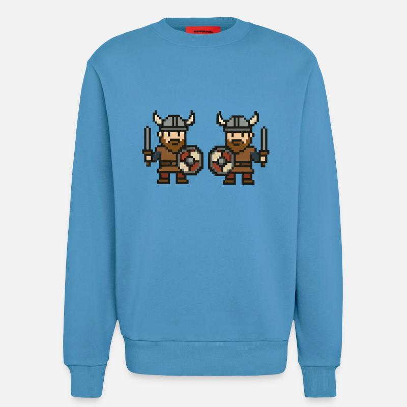 wikinger comic pixel 2 - Sweatshirt - made by SPREAD  -  Sol Blue