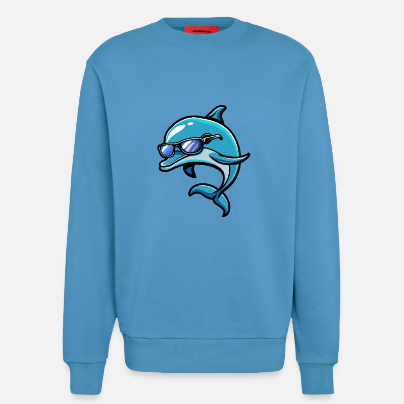 Bande dessinée Dolphin Cool - Sweat bio décontracté fabriqué en UE -  Sol Blue