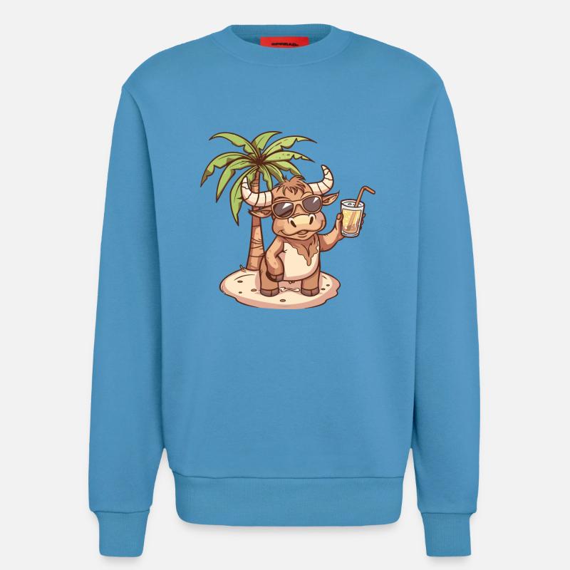 Stier Sommer Strand Comic - Sweatshirt - made by SPREAD  -  Sol Blue