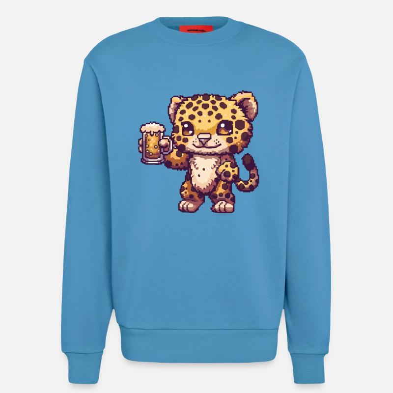 Leopard Bier Pixel - Sweatshirt - made by SPREAD - Sol Blue