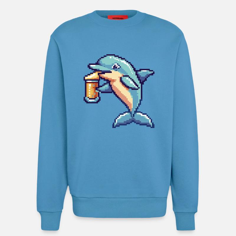 Delfin Bier Pixel - Sweatshirt - made by SPREAD  -  Sol Blue
