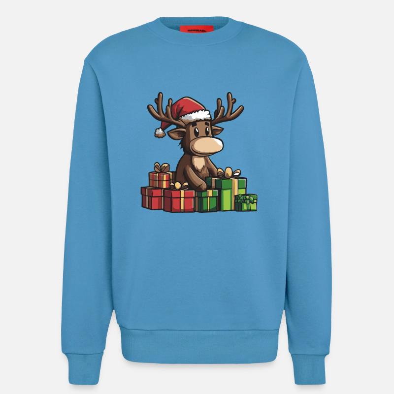 Elch Weihnachten Comic Geschenke - Sweatshirt - made by SPREAD  -  Sol Blue