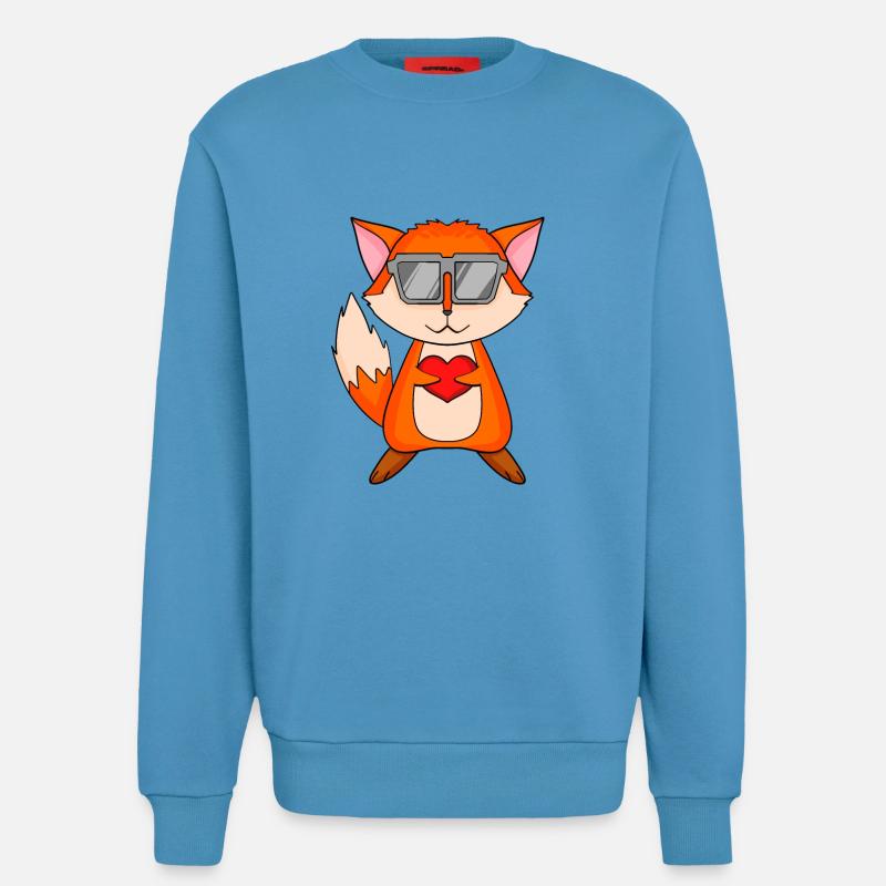 Fuchs mit Sonnenbrille und Herz - Sweatshirt - made by SPREAD - Sol Blue