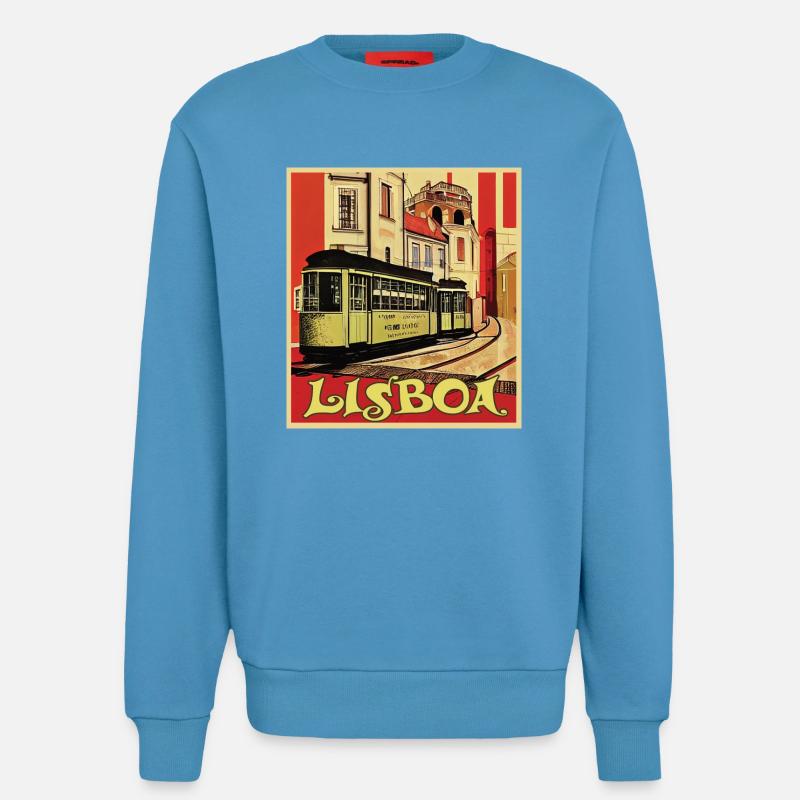 Tramway de Lisbonne - Sweat bio décontracté fabriqué en UE -  Sol Blue