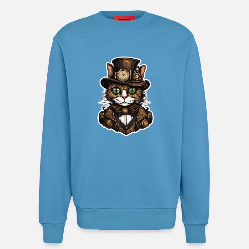 Steampunk Katze 01 - Sweatshirt - made by SPREAD  -  Sol Blue