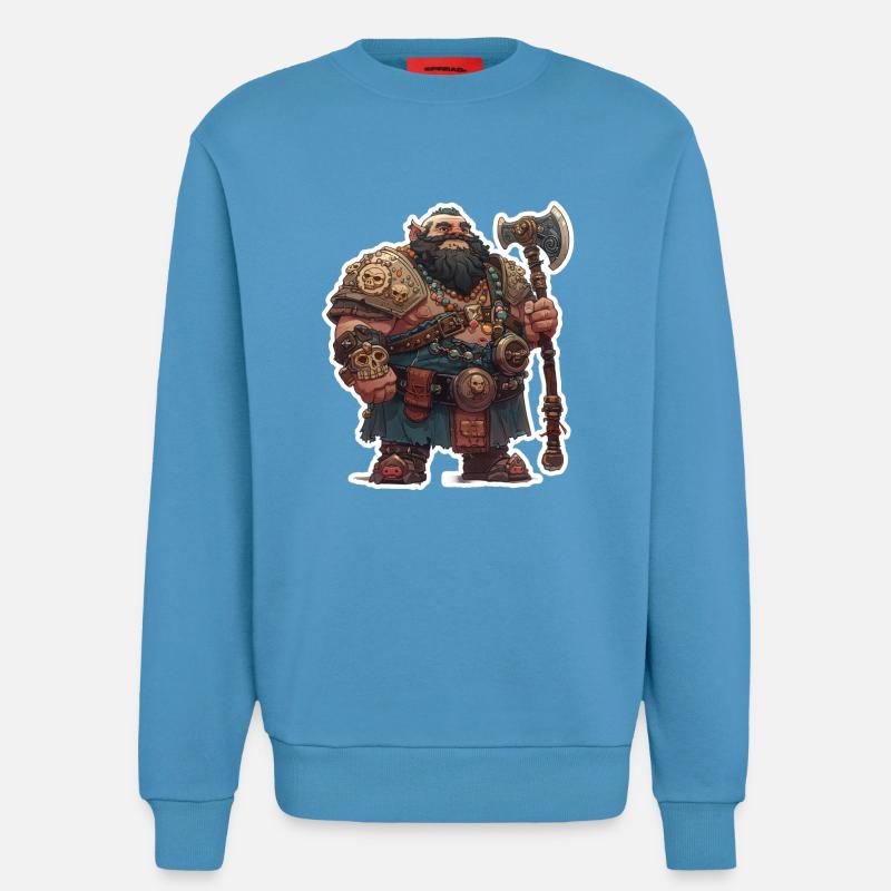 Dicker Zwergenkrieger mit großer Axt - Sweatshirt - made by SPREAD  -  Sol Blue