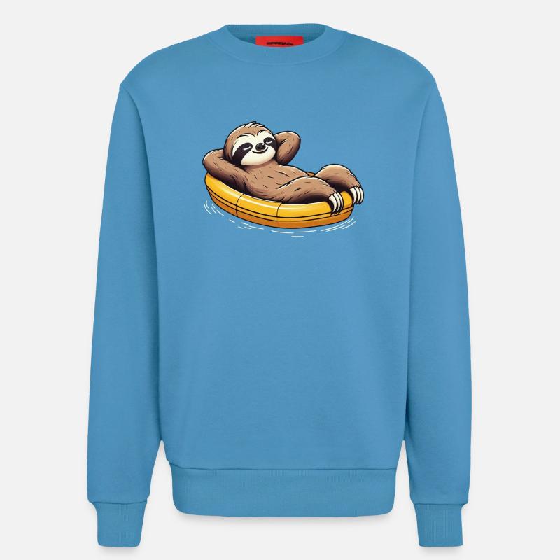 Faultier entspannt im Boot Urlaub - Sweatshirt - made by SPREAD  -  Sol Blue