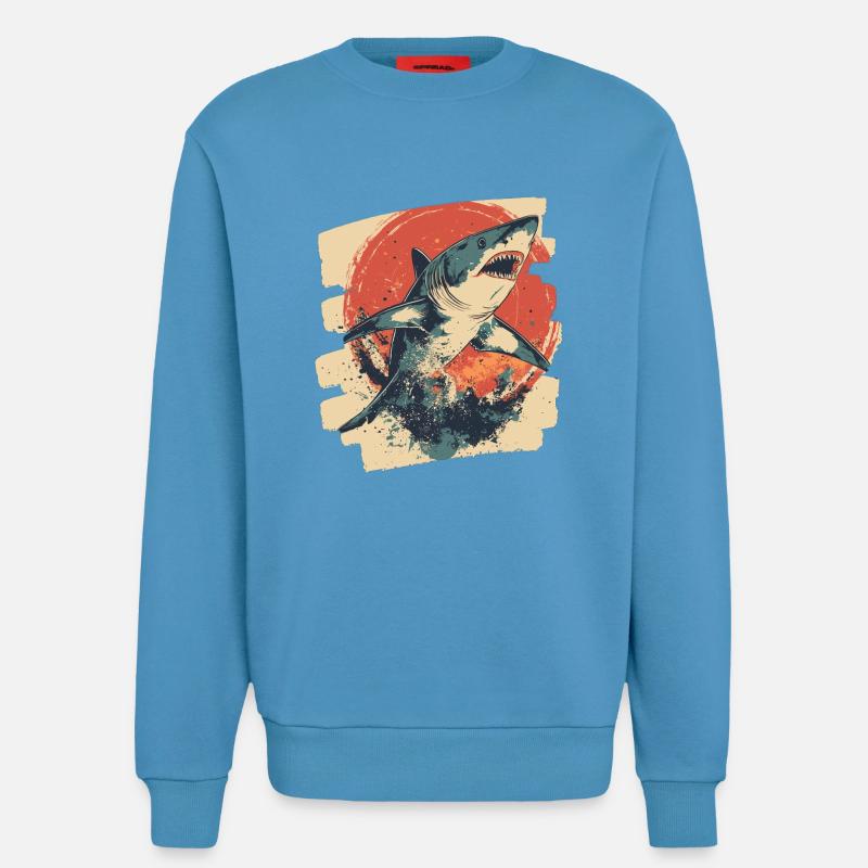 Haifisch Retro - Sweatshirt - made by SPREAD - Sol Blue