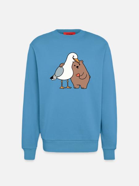 North Sea Seagull Brown Bear Friendship Love Lean - Sweatshirt - made by SPREAD - Sol Blue