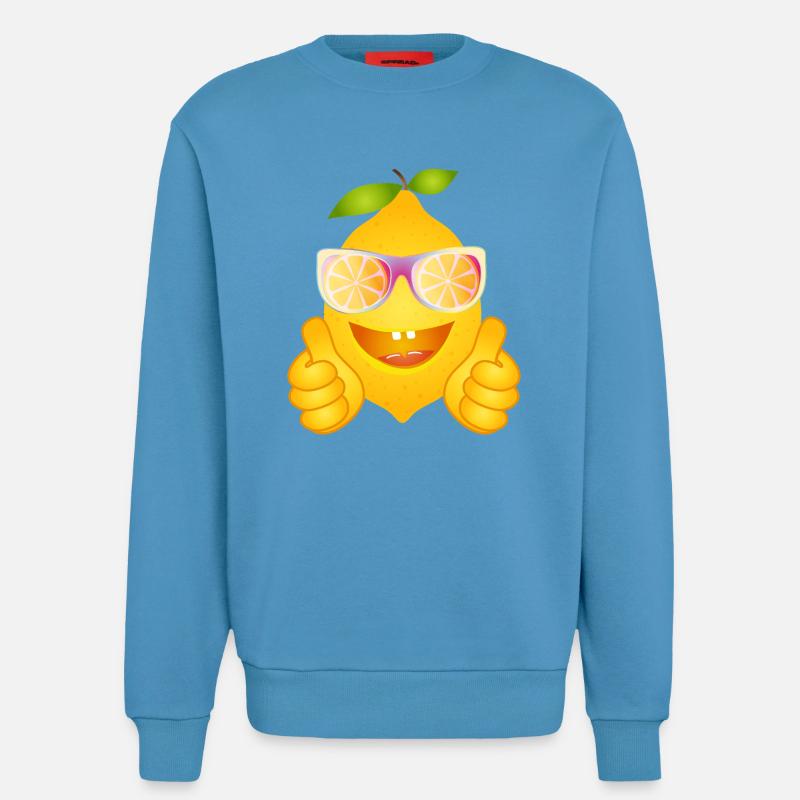 Coole Zitrone mit Sonnenbrille – Comicfrucht - Sweatshirt - made by SPREAD  -  Sol Blue