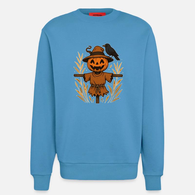 Pumpkin Ghost Scheuch with Raven - Sweatshirt - made by SPREAD  -  Sol Blue