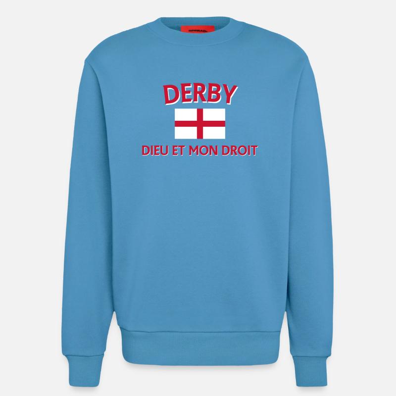 Conception du drapeau de l’Angleterre Derby - Sweat bio décontracté fabriqué en UE -  Sol Blue