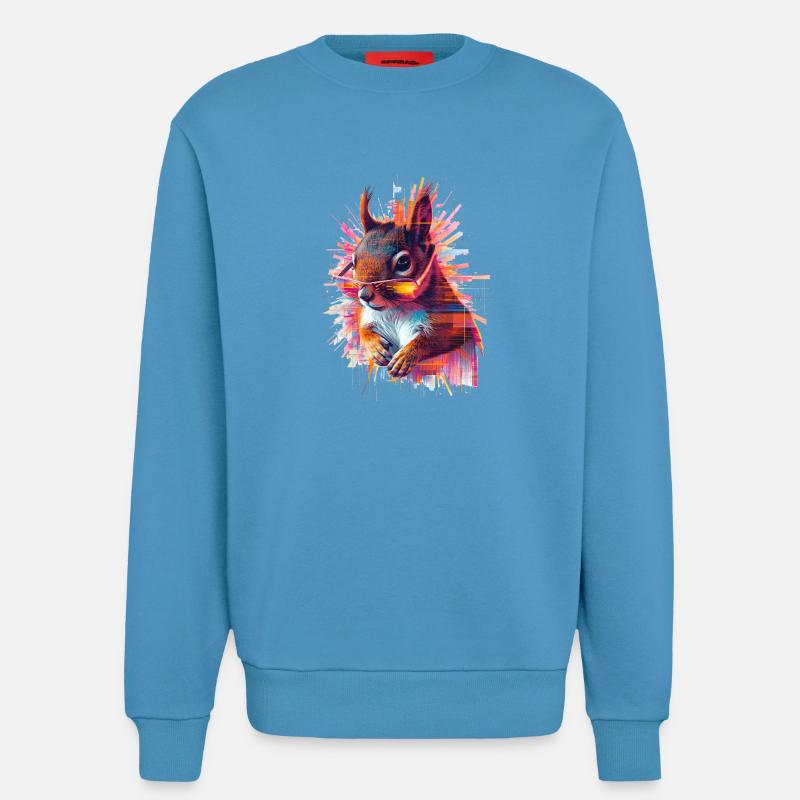 Neon Eichhörnchen mit Sonnenbrille – Glitch Art - Sweatshirt - made by SPREAD  -  Sol Blue